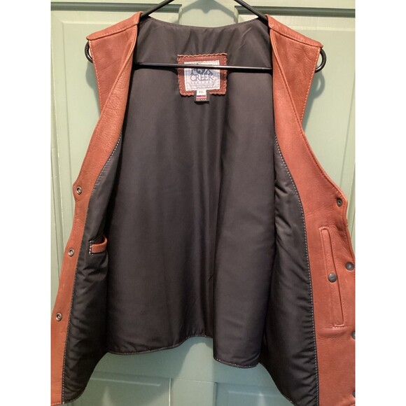 Fox Creek Leather Men's Size 6XL Button-Up Lined Sleeveless Leather Riding Vest - Picture 12 of 13